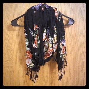 Black Floral Scarf